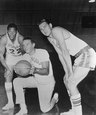 Elgin Baylor Coach Fred Schaus Jerry West Los Angeles Lakers 1962 Old Photo