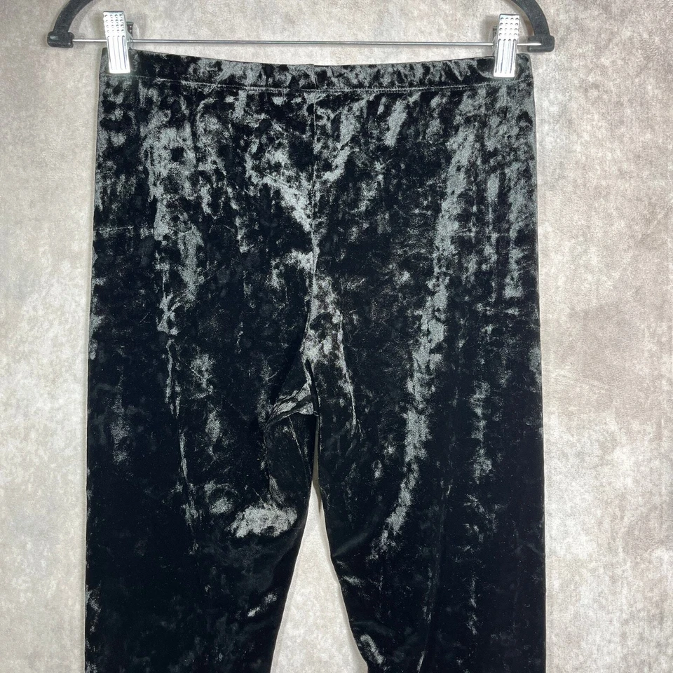 Cha Cha Vente Crushed Velvet Pants Womens Size PXL Black Pull On Mid Rise Party - Image 4 of 4