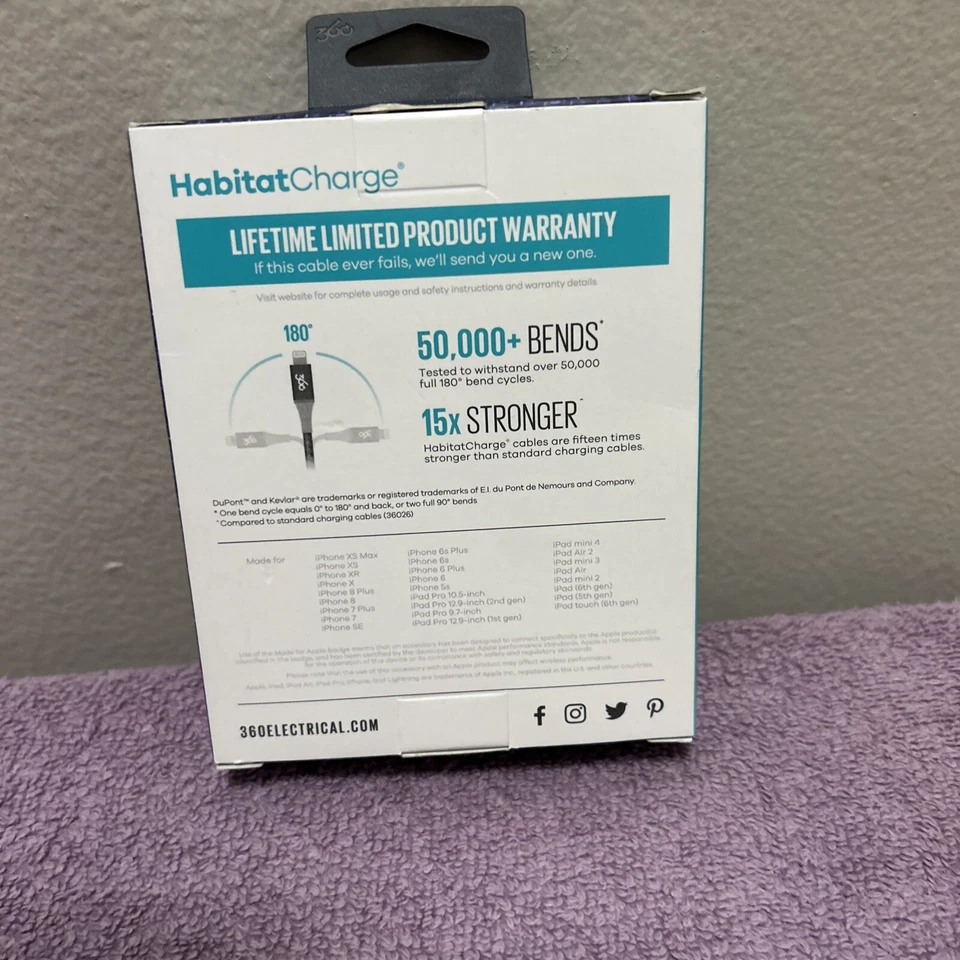 360 HABITATCHARGE  CH 8ft USB-A CHARGING CABLE - Image 4 of 4