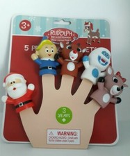 Rudolph The Red-Nosed Reindeer Finger Puppets- 5 Piece Set - NEW