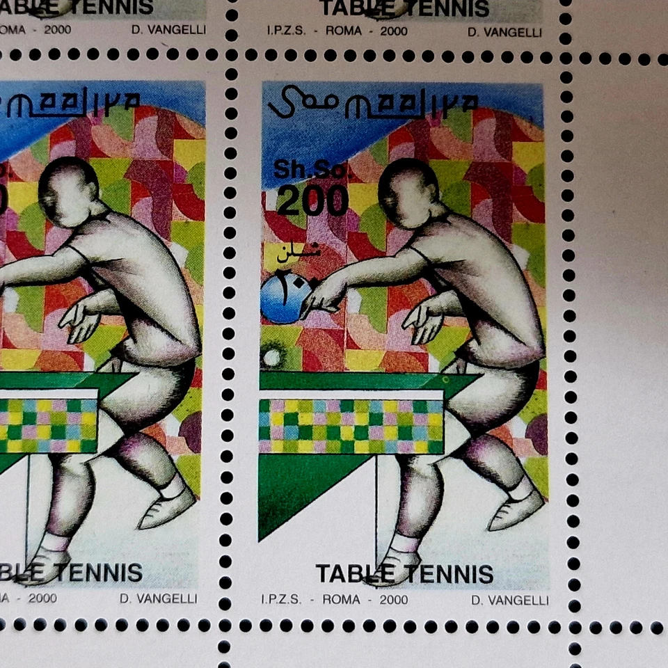 Somalia 2000 MNH - Mesa Tenis Deporte 12 Estampillas Completas 4 Juegos Bloques Esquineros Foto 2 de 4