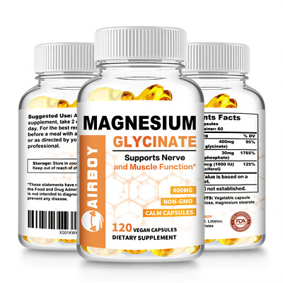 120pcs Magnesium Glycinate 400mg-For Improved Sleep,Stress & Anxiety Relief Bone