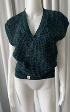 Vintage 80s NWT green and black knit vest M Made In USA