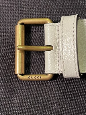 Gucci White Star-Embroidered Leather Belt with Gold Buckle Gucci Ivory Thin Belt with Stars and Bees - 85/34 – I MISS  main image 4