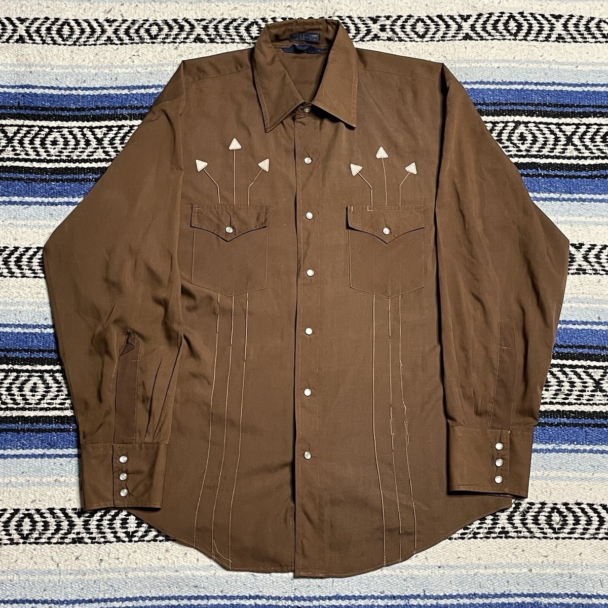 Sz L- Vintage 70's Network Western Wear pearl snap arrow
