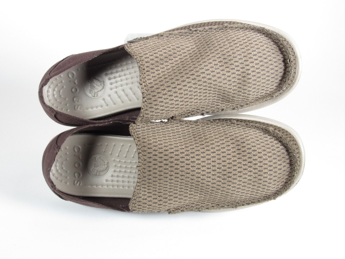 Crocs Brown Santa Cruz Loafers Size Mens 7 Canvas Slip On