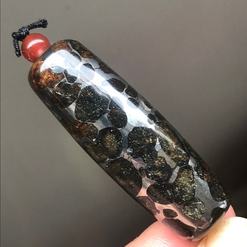 Sericho Pallasite Meteorite Perfect TianZhu Pendant Handmade Beads Sealed Glaz - Picture 5 of 17