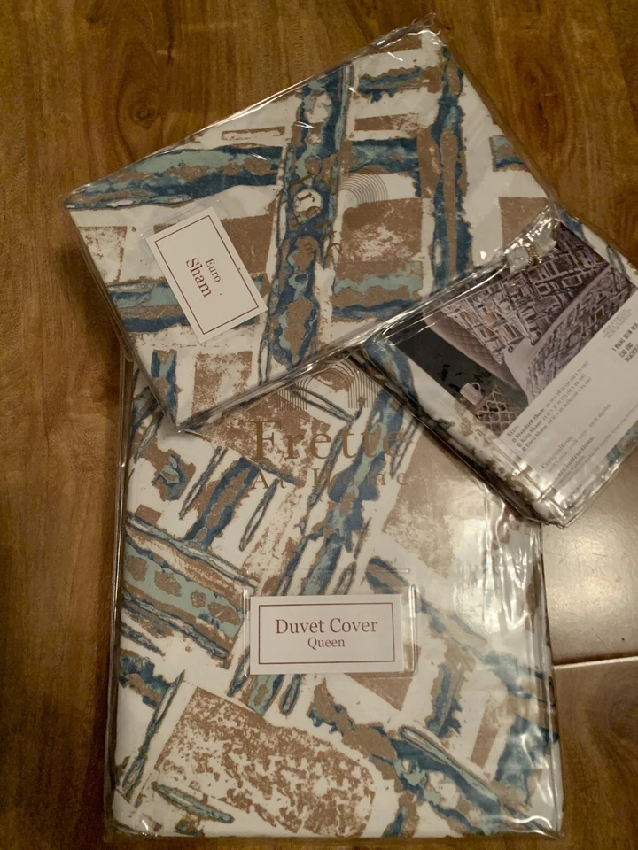 Funda nórdica Frette Home Malaquita Queen + Dos fundas Euro Verde Blanco Abstracto. ¡Nueva! Foto 3 de 4