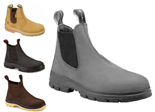 NEW Mens Slip On Steel Toe Cap Work Boots Size 6 to 13 UK - LEATHER DEALER BOOTS - Picture 7 of 15