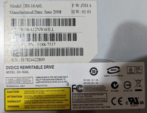 Philips and Lite-on DVD-RW with LightScribe Optical Drive (Model DH-16A6L) - Image 2 of 4