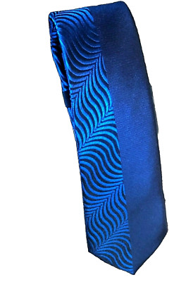 Krawatte blau CITY formell elegant modisch Krawatte blau Welle Schlitz Stil Benetti italienisch