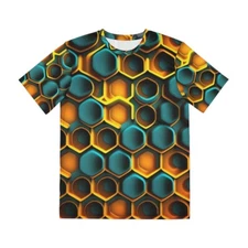 All Over Print T Shirt Futuristic Honeycomb Bees Nature Conservation Insect