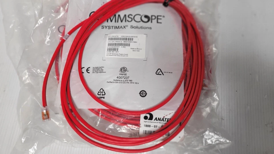 Lot of 4 GigaSPEED XL GS8E Stranded Cordage Modular Patch Cord, Red Jacket 15 FT - Image 2 of 2