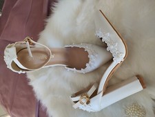 Wedding shoes for Bride 4" White with Free 1 pair non-slip forefoot insole
