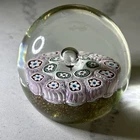 Vintage Quality Art Glass- Murano Millefiori Paperweight Centered Air Bubble