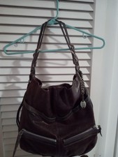 Olivia Harris Dark Purple/gray Leather Handbag