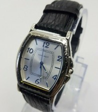 Nine West fashion Designer Cool Watch for men and women Silver Case Black Strap