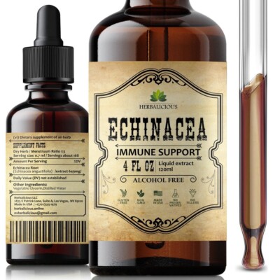Echinacea Extract Liquid Drops Antioxidant Rich Formula for immune Function 4oz