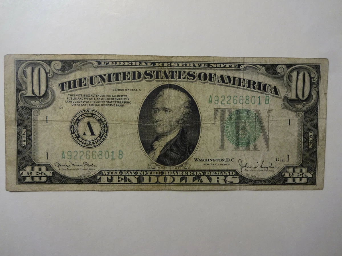 1934 10 dollar bill deals