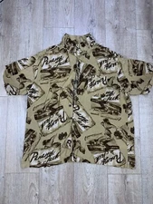 Panama Jack Men Sz XL Hawaiian Rayon Shirt Beach Treasure Rum Pirate Tan Brown