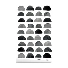 Black half Round Dot Peel and Stick Wall Decor Self-Adhesive Wallpaper 18"x116"