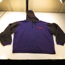 VINTAGE REEBOOK Embroidered PULLOVER HOODIE HOODED SWEATSHIRT Sz M Purple Black