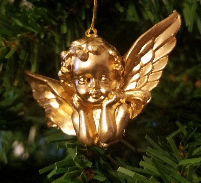 Lot of 12 Vintage Miniature 2" Gold Cherub Angel Christmas Tree