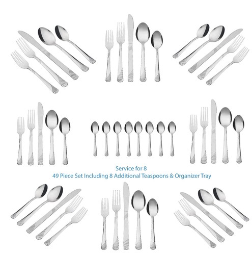 49Pc Stainless Steel Cutlery Set Spoon Fork Knife Flatware Dinnerware Silverware - Picture 3 of 12