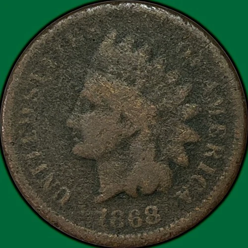 1868 Indian Head Cent Good G Coin, Corrosion #34004