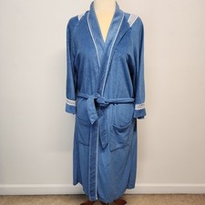 Rabhor Mens Robe Lounge Smoking Jacket OS Blue Gray Belted Hef Vintage 60s 70s