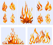 5 Sheets Flame Stencil Airbrush Flame Fire Stencil Fire Reusable Templates Pa...