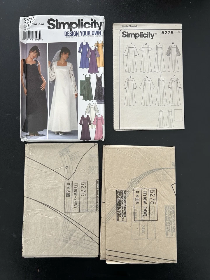 Simplicity 5275 Evening Wear Wedding Dress Sewing Pattern 18W-24W Uncut - Image 4 of 4