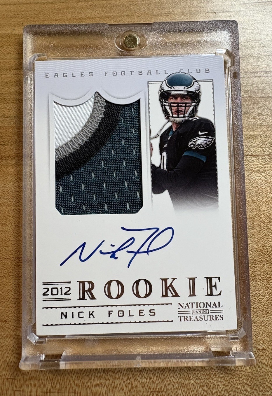 NICK FOLES 2012 PANINI NATIONAL TREASURES #318 ROOKIE PATCH AUTO /99 EAGLES RC