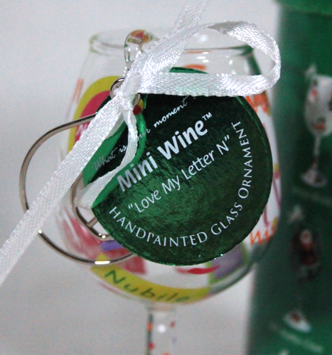 LOLITA "LOVE MY LETTER N" MINI BICCHIERE VINO DIPINTO A MANO 4" ALTO ORNAMENTO NUOVO - Foto 2 di 5