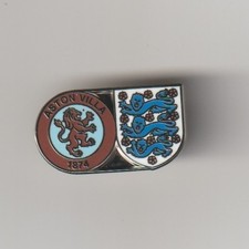ASTON VILLA F.C. Club Crest  + England Crest Enamel Badge FREE POST UK