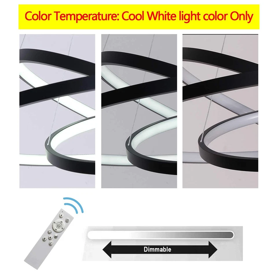 Modern LED Chandelier Lighting Dimmable Ceiling Dining Room Chandeliers Conte... - Image 3 of 4