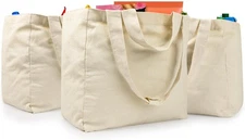  Heavy Duty Reusable Grocery Bags 3pcs XL Set, Washable Canvas 