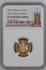 2022 Royal Mint UK Gold Proof Platinum Jubilee Half Sovereign 1/2 Sov PF70
