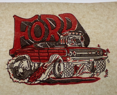 FORD MUSTANG RACING Iron-On Decal Transfer Vintage 1970 Hot Rod Roach Ratfink