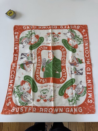 Vintage Buster braun Smilin 'Ed McConnells Gang NBC Taschentuch Kopftuch