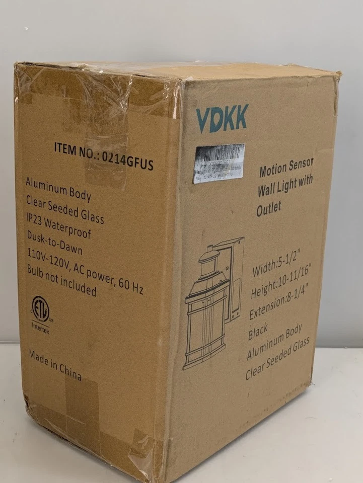 Sensor de movimento VDKK luz de parede externa com saídas GFCI vidro semeado transparente preto - Imagem 3 de 4