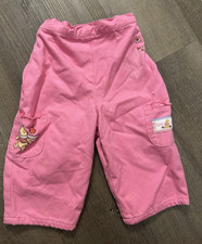 Vintage Disney Store Winnie the Pooh Girls Pink Cotton Cargo Pull-On Pants 12M