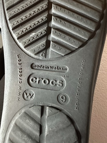 Crocs Black And Silver Slip On Sandals Size 9 - Picture 6 of 7