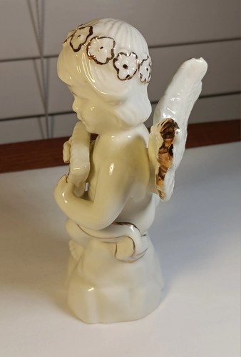 Keramik Weihnachtsengel hält Leier - Goldrand - 5 Zoll  - Bild 3 von 9