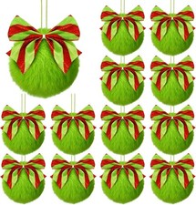 36 Pcs Lime Green Furry Christmas Ball Ornaments 3.15 Inch Xmas Tree Green Ch...