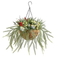 DR.DUDU Christmas Decorations Hanging Baskets, 18" Artificial Basket with 