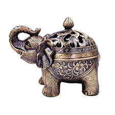 Metal Elephant Incense Holdervintage Cone Coil Incense Burner With Lidash Catche