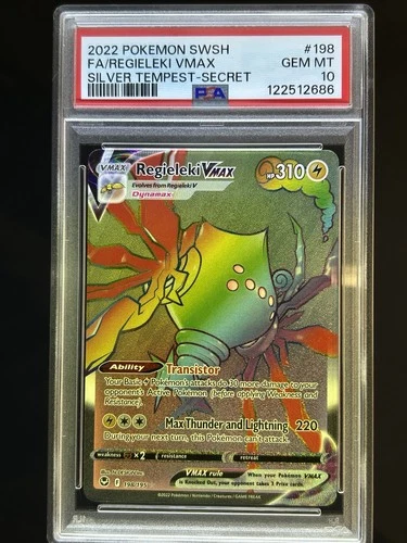 Pokémon TCG Regieleki VMAX Silver Tempest 198/195 Holo Secret Rare PSA 10