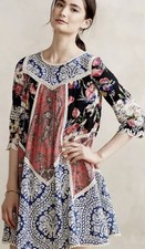 Anthropologie Vanessa Virginia Inez Floral Scallop Swing Dress Size 6 