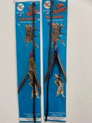 GO CAT DA BIRD ROD KITTEN CAT INTERACTIVE PLAY 36 INCH 2 FEATHER RODS